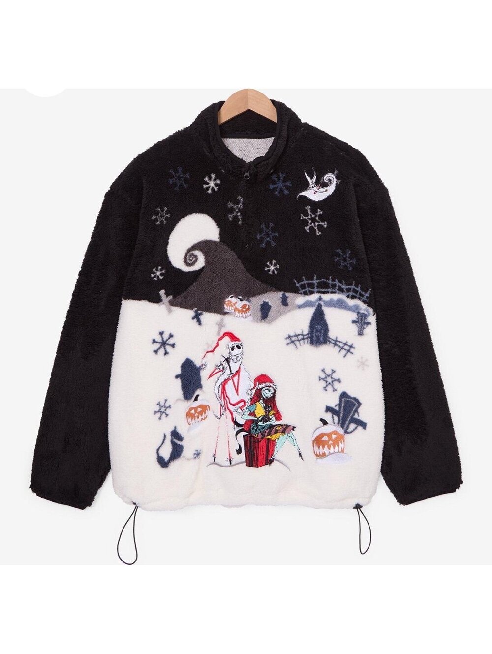 Disney The Nightmare Before Christmas Snowy Scene Quarter Zip Sherpa Jacket